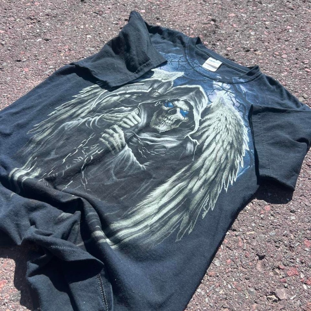 Vintage Y2K grim reaper AOP graphic tshirt Men's‎ size Medium